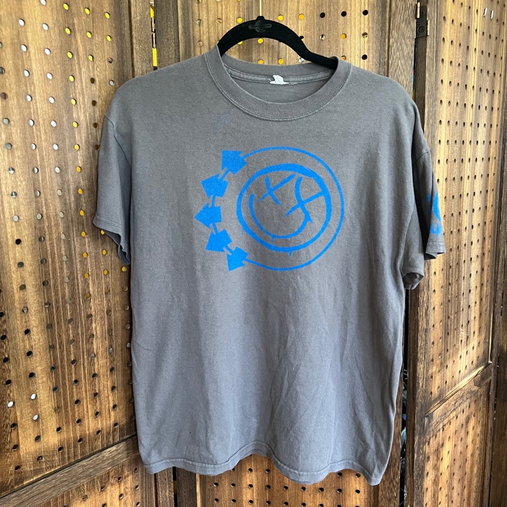 Blink 182 10 Years Gray T Shirt Size M Chest 40" size tag missing Y2k VTG